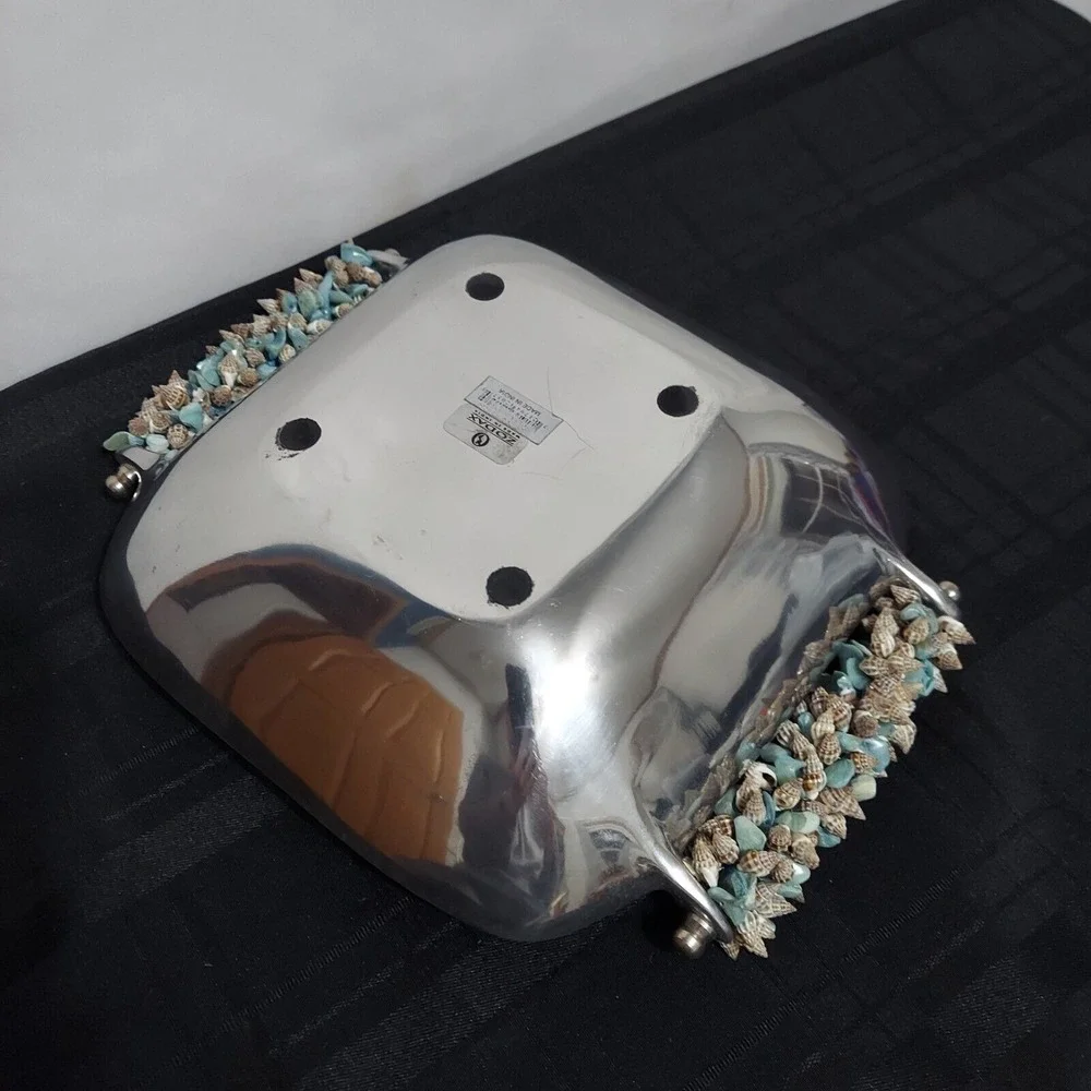 Zodax Silver Bowl with SeaShell Accented Handles 11
